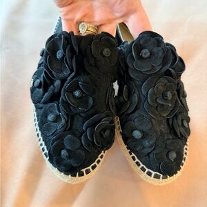 Chanel Black Floral Espadrille 40 New without box
